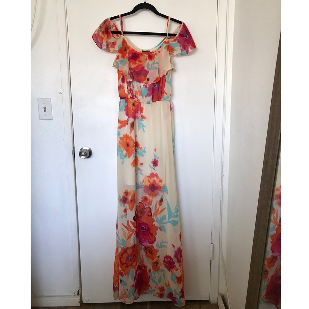 Bisou Bisou Floral Cold Shoulder Maxi Dress
